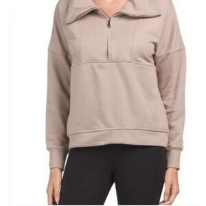 Wilo the Label Bella Pullover Sweatshirt Funnel Neck Half Zip Comfy Casual XS‎